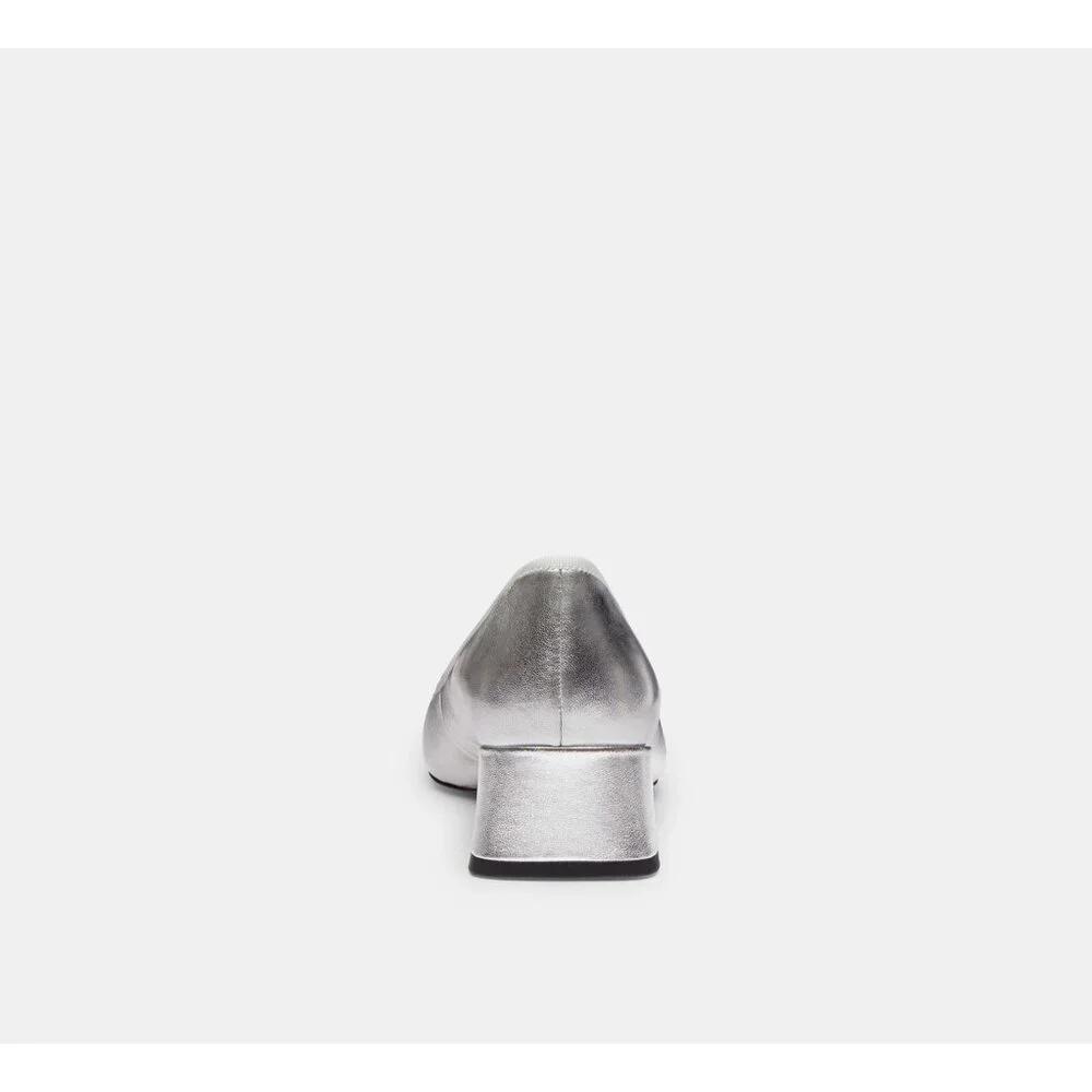 Coach Ava Ballet Pump Women Size 10 Silver Metallic Leather Walkable Block Heel - Picture 4 of 5